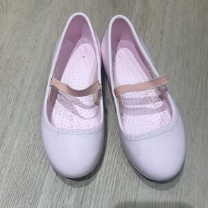 Native Girls' Pale Pink Mary Jane Flats with Peach Elastic Strap